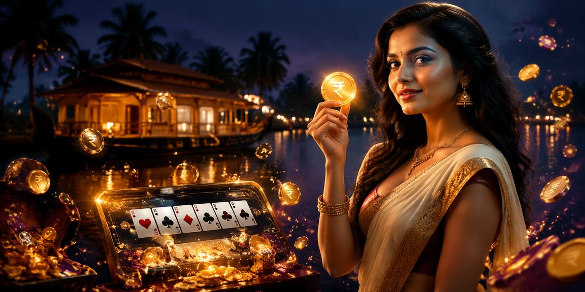 Teen Patti playing cards near Kerala backwaters